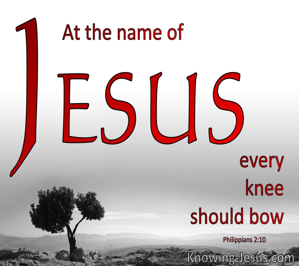 Philippians 2:10 At The Name of Jesus Every Knee Will Bow (maroon)